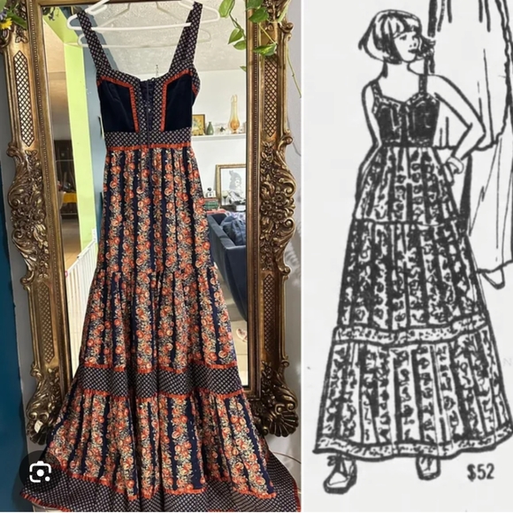 Gunne Sax Dresses & Skirts - 🍂 VINTAGE Gunne Sax By Jessica Cabbage Rose Corset Maxi Dress Cottage Core